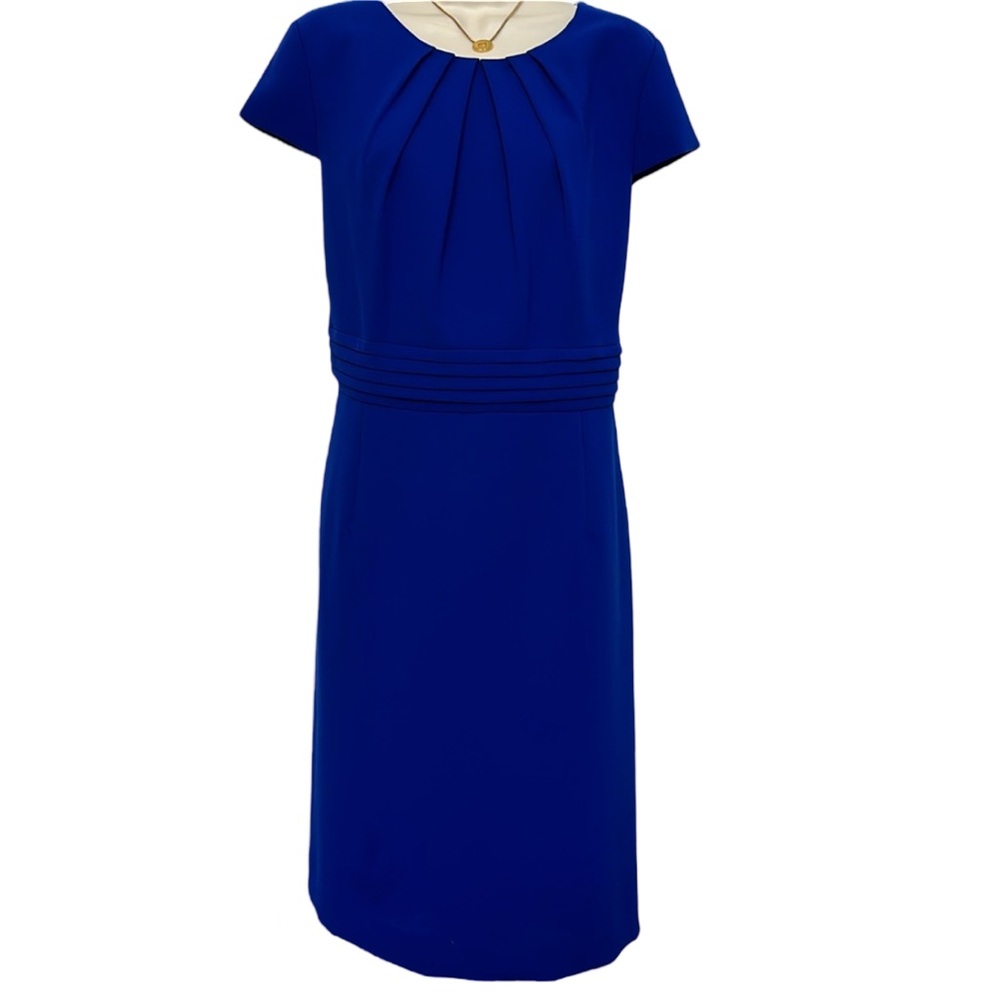 Tahari Arthur S. Levine Royal Blue Cap Sleeve Sheath Dress - Picture 2 of 5